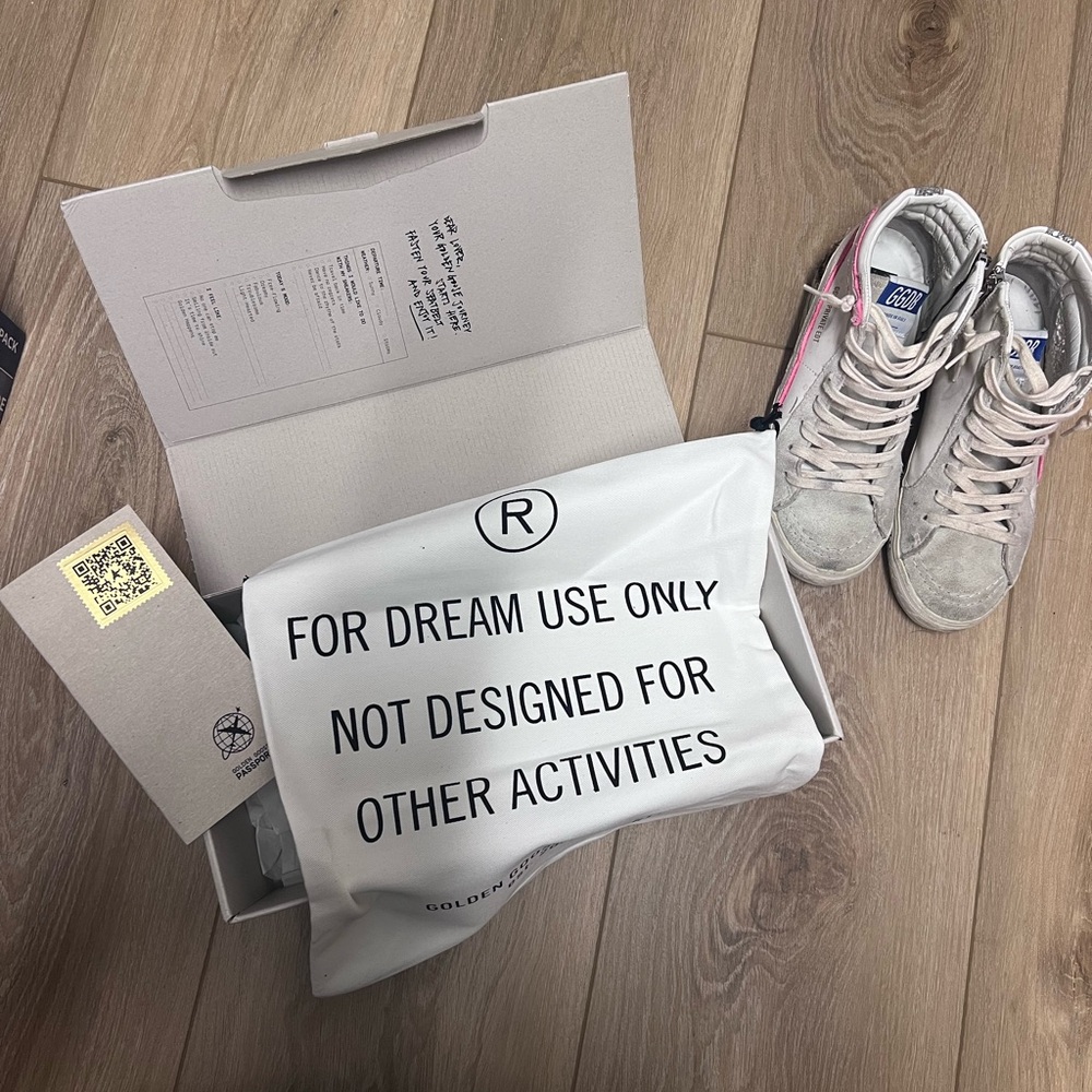 Golden Goose White and Pink Vintage High-Top Sneakers - Picture 10 of 10